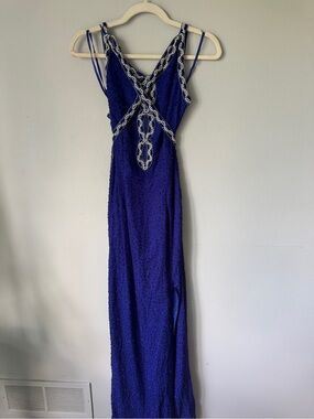 Scala Royal Blue Beaded Maxi Dress